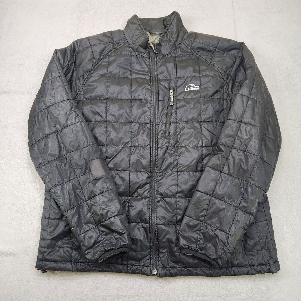 L.L. Bean Puffer Jacket Men's 2XLT Black Primaloft Full Zip Quilted Outdoor